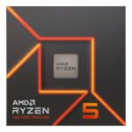 Close-up of AMD Ryzen 7000 Series Processor box with orange neon geometric design and logo text visible (AMD Ryzen, 7000 Series Processor). | Ahoundjuè Technologies Close-up of AMD Ryzen 7000 Series Processor box with orange neon geometric design and logo text visible (AMD Ryzen, 7000 Series Processor).