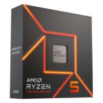 Box for AMD Ryzen 5 7000 Series processor featuring bold orange neon geometric design. | Ahoundjuè Technologies Box for AMD Ryzen 5 7000 Series processor featuring bold orange neon geometric design.