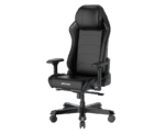 Ergonomic black gaming chair with high back, headrest, and padded armrests on a five-star wheeled base (Master chair)