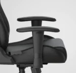 Ergonomic office chair with cushioned dual armrests mounted on a central post