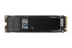 Samsung 990 EVO Plus 1TB NVMe M.2 SSD module with gold edge connector on a black circuit board