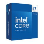 Blue Intel Core i7 processor box (14th Gen) with 'Unlocked' label, product packaging image