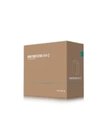 Boxed packaging for DeepCool MATREXX55 V4 C computer case, brown box with teal line detail on the side