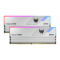 Two Vesta II RGB DDR5 RAM sticks with silver heatsinks and pink/blue RGB lighting, angled side by side.