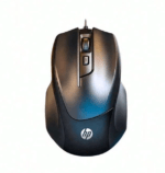 HP computer mouse with scroll wheel and DPI button on a light background, showing the HP logo on the palm area | Ahoundjuè Technologies HP computer mouse with scroll wheel and DPI button on a light background, showing the HP logo on the palm area