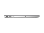 Side view of a closed silver laptop showing USB, HDMI, USB-C, and audio jack ports on the left edge