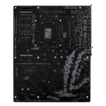 Back side of a black motherboard showing circuit traces and components, labeled ROG STRIX Z490-F GAMING WIFI
