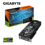 GeForce RTX 5070 Ti graphics card beside its orange-and-blue Gigabyte box with 'Eagle' branding.