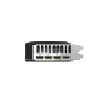 PCIe graphics card with four DisplayPort outputs along the back, shown from the side. | Ahoundjuè Technologies PCIe graphics card with four DisplayPort outputs along the back, shown from the side.