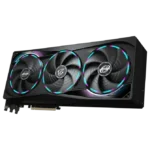 Triple-fan graphics card with RGB-lit rings for high-performance gaming PCs. | Ahoundjuè Technologies Triple-fan graphics card with RGB-lit rings for high-performance gaming PCs.