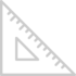 Black outline of a triangular ruler (set square) with ruler marks along the diagonal and a small inner right triangle inside the shape.