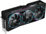 GeForce RTX graphics card with three RGB-lit fans and a large heatsink. | Ahoundjuè Technologies GeForce RTX graphics card with three RGB-lit fans and a large heatsink.