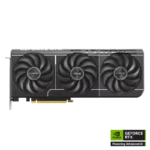 ASUS GeForce RTX graphics card with three large cooling fans and a black/gray shroud, PCIe connector visible on bottom edge
