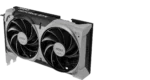 MSI GeForce RTX dual-fan graphics card viewed from the front-left