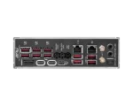 Rear I/O panel of a gaming motherboard with numerous USB 3.0 Type-A ports, a USB-C port, HDMI, audio jacks, and dual high-speed Ethernet/antenna connections.2