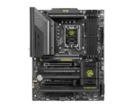 MSI MAG Tomahawk gaming motherboard with CPU socket, RAM slots, PCIe slots, and heatsinks on a black PCB.