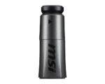 Slim silver metal water bottle with a black screw cap, featuring the word 'SISU' along its side.