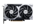 MSI dual-fan graphics card with two large cooling fans and PCIe connector seen from the side.