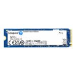 Kingston NVMe PCIe 4.0 M.2 SSD, 1 TB, blue PCB with white label and gold edge connector on right side