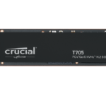 Crucial T705 PCIe Gen5 NVMe M.2 SSD on a white background