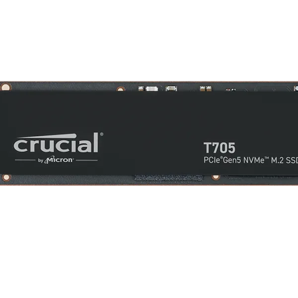 Crucial T705 PCIe Gen5 NVMe M.2 SSD on a white background