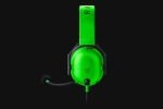 Neon green Razer gaming headset with boom mic on a black background.