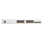 Front view of a Cisco Catalyst 1300 Series network switch with two rows of RJ-45 Ethernet ports and a small management port on the left