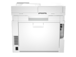 White all-in-one office printer with scanner lid and paper tray, shown from the front