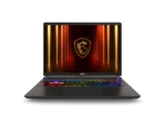 Open MSI gaming laptop with rainbow RGB keyboard and dragon emblem wallpaper on screen