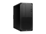 Black mid-tower desktop PC with front USB ports, audio jack, optical drive, and a large perforated vent panel at the front.