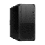 Black mid-tower desktop PC with front USB ports, audio jack, optical drive, and a large perforated vent panel at the front.