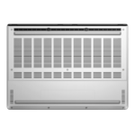 Bottom view of a silver laptop showing extensive vent grills, screws, and a large rear exhaust area. | Ahoundjuè Technologies Bottom view of a silver laptop showing extensive vent grills, screws, and a large rear exhaust area.