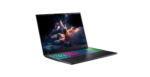 Gaming laptop with a rainbow RGB keyboard on a white background, screen showing a space scene. | Ahoundjuè Technologies Gaming laptop with a rainbow RGB keyboard on a white background, screen showing a space scene.