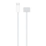 White braided USB-C to USB-C charging cable shown from above, close-up of both connectors